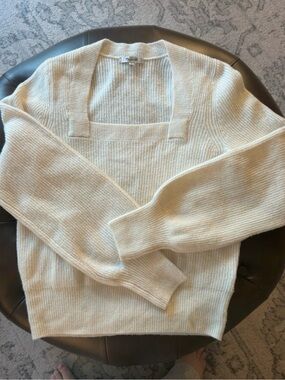 Madewell Cream Square-Neck Ribbed Women's Sweater